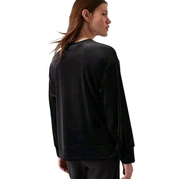 Athleta RetroPlush Velvet Crewneck Pullover Black Mixed Media Size L - Picture 4 of 12